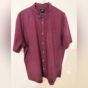 H&M Men's Maroon Dot Pattern Shirt